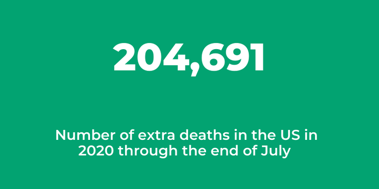 204,691 extra deaths in the U.S. in 2020 through end of July