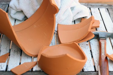 broken pieces of clay pot