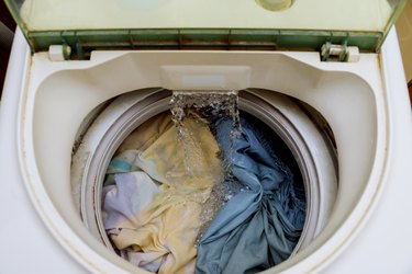 High Angle View Of Laundry In Washing Machine