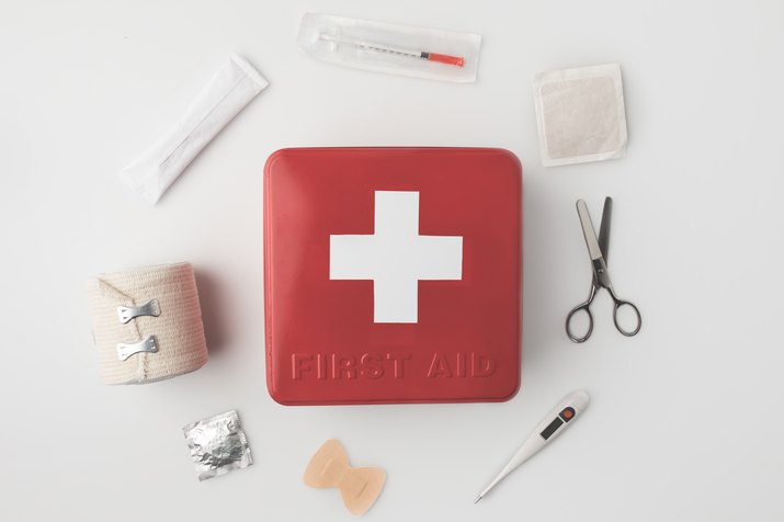 first-aid kit with medical supplies