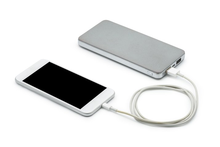 White smart phone charger with power bank (battery bank)