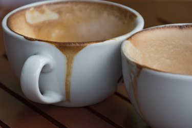 Coffee cup white color empty and dirty after drinking