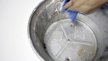 Using DIY gentle cleansing paste for interior of slow cooker outer pot.