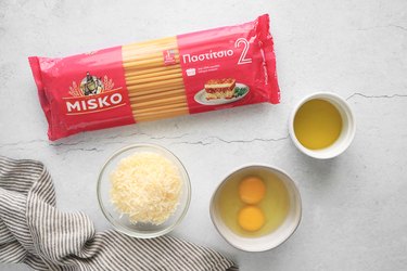 Ingredients for pastitsio pasta layer