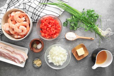 Ingredients for shrimp and grits