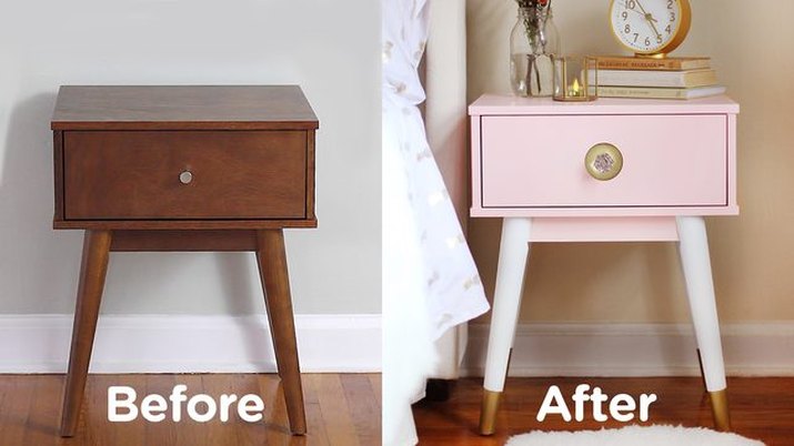 Newly luxe nightstand before and after