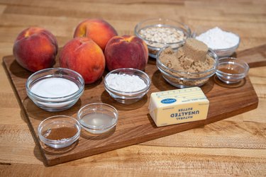 Ingredients for homemade peach crisp