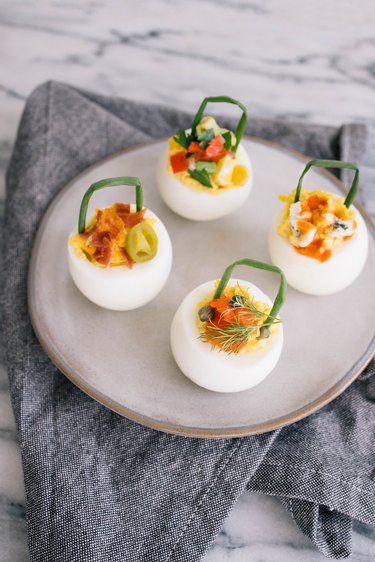 DIY deviled egg baskets with gourmet toppings
