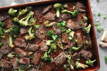 Sheet pan beef and broccoli