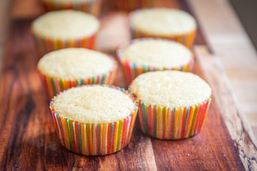 Baked cupcakes in colorful paper