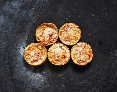 Five mini cheese pizzas