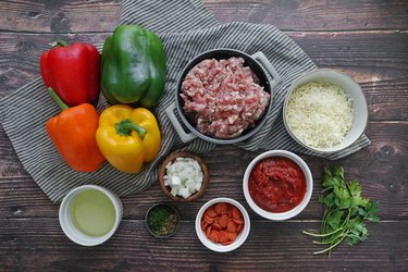 Ingredients for pepperoni pizza stuffed peppers