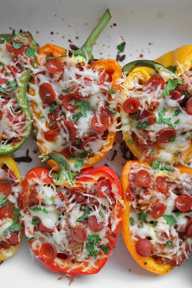 Pepperoni pizza stuffed bell peppers