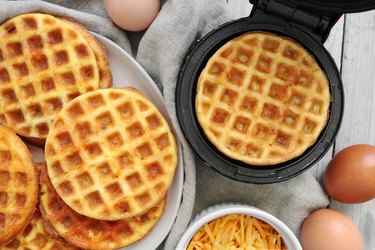Low-carb cheese and egg waffles