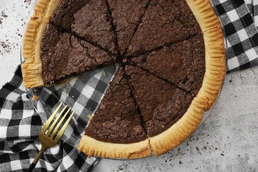 Slice chocolate chess pie