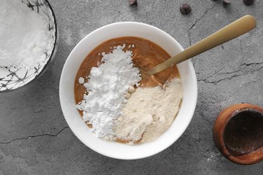 Combine nut butter, coconut flour and powdered sugar