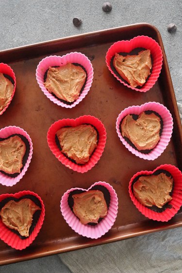 Scoop nut butter on top of the chocolate