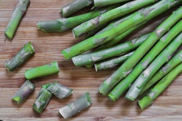 Trim asparagus spears