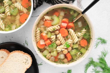 Vegan chickpea noodle soup