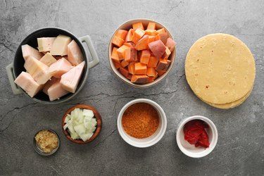 Ingredients for vegan jackfruit and potato taquitos