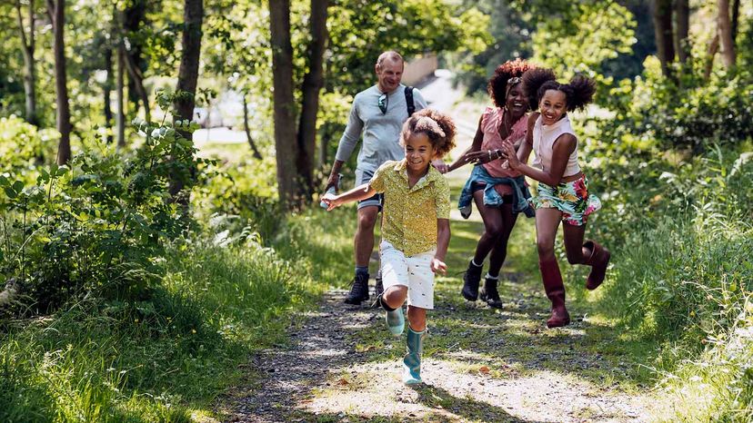 family walking