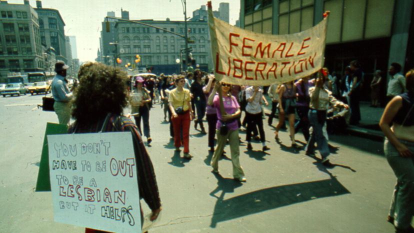 Gay and lesbian activists protest discrimination during the Christopher Street Liberation Day March, June 1971 in New York. At the time, the DSM still classified homosexuality as a mental disorder. Michael Ochs Archives/Getty Images