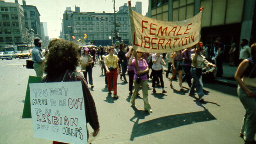 Gay and lesbian activists protest discrimination during the Christopher Street Liberation Day March, June 1971 in New York. At the time, the DSM still classified homosexuality as a mental disorder. Michael Ochs Archives/Getty Images
